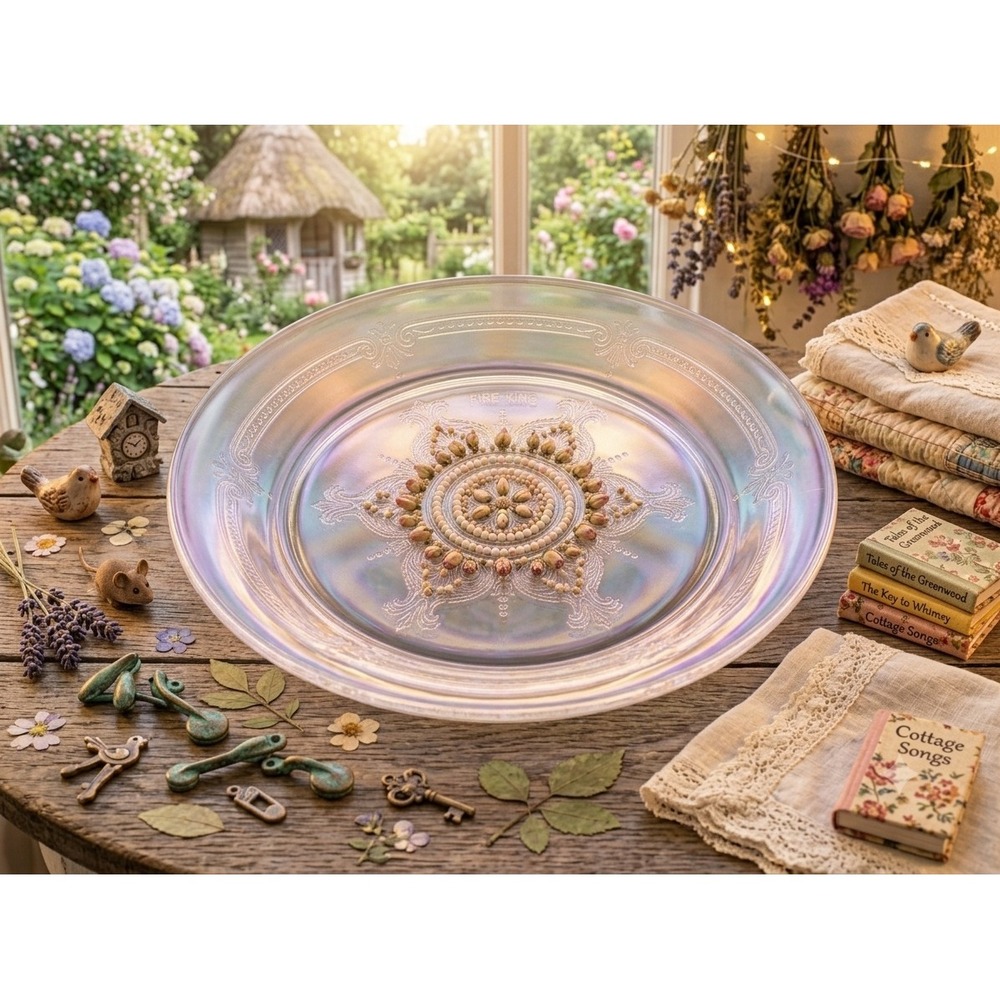 Vintage 1940s Fire King Philbe Depression Glass Dinner Plate 9in